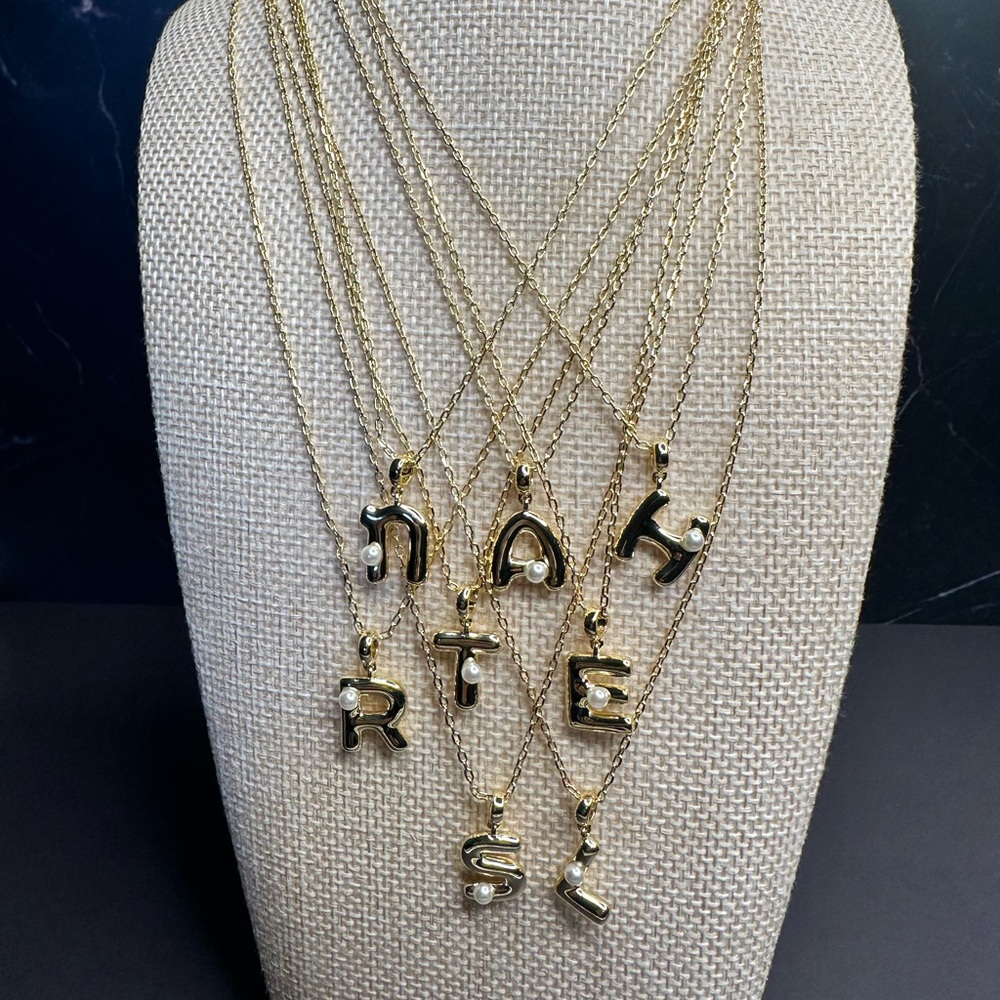Choice of Letter - Initial Necklace with Faux Pearl Accent - Picture 3 of 4